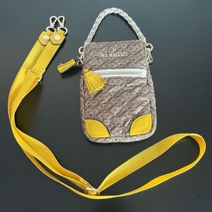 MZ Wallace Quilted Brown and Yellow Crossbody Bag